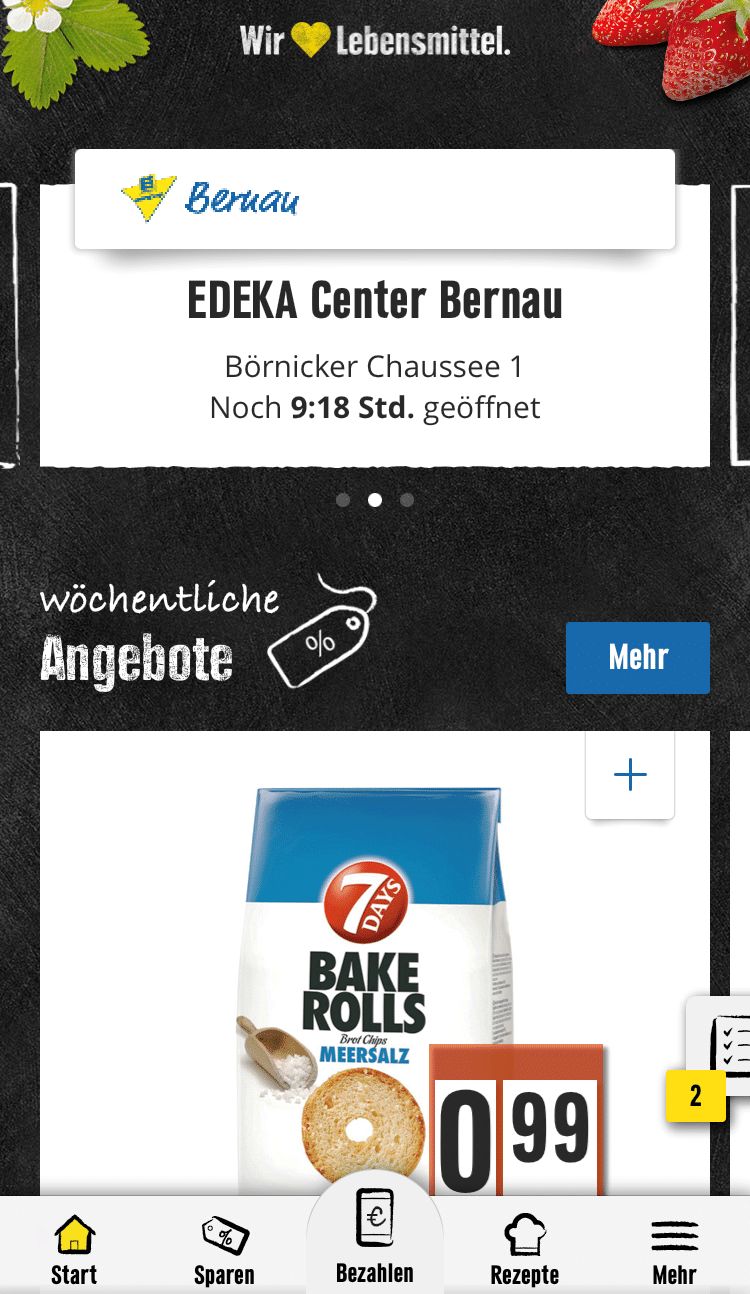 Das Foto zeigt Beispielhaft eine Edeka-App